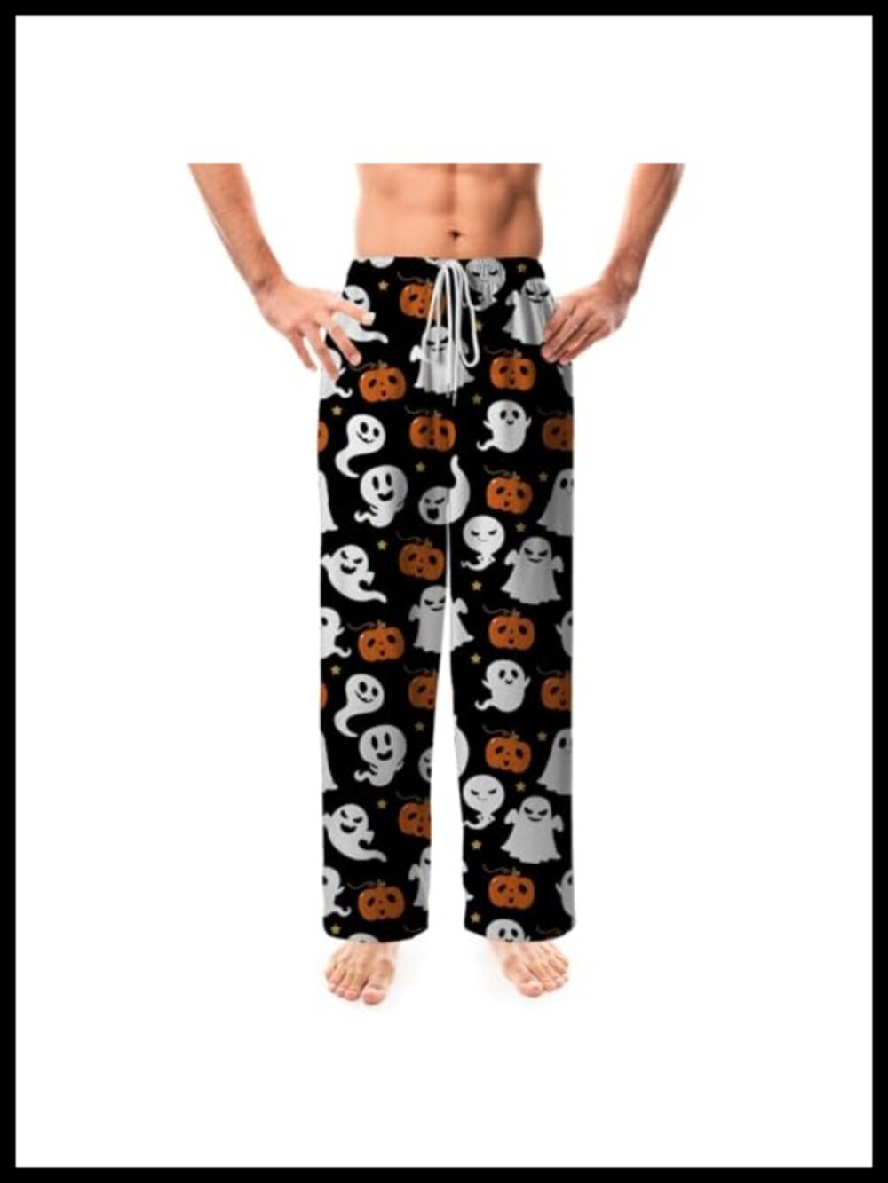 Men's Halloween Pajama Pants Funny Ghost Pumpkin Soft Lounge PJ Bottoms with